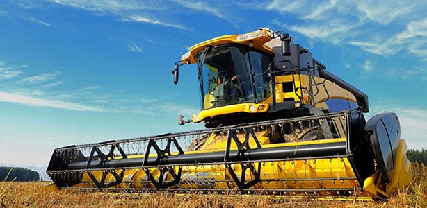 Combine harvester on the field