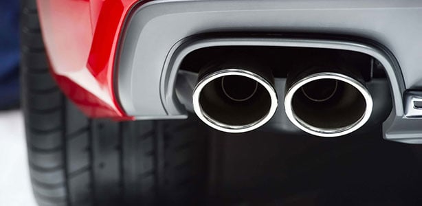 Close up of tailpipes on hotrod